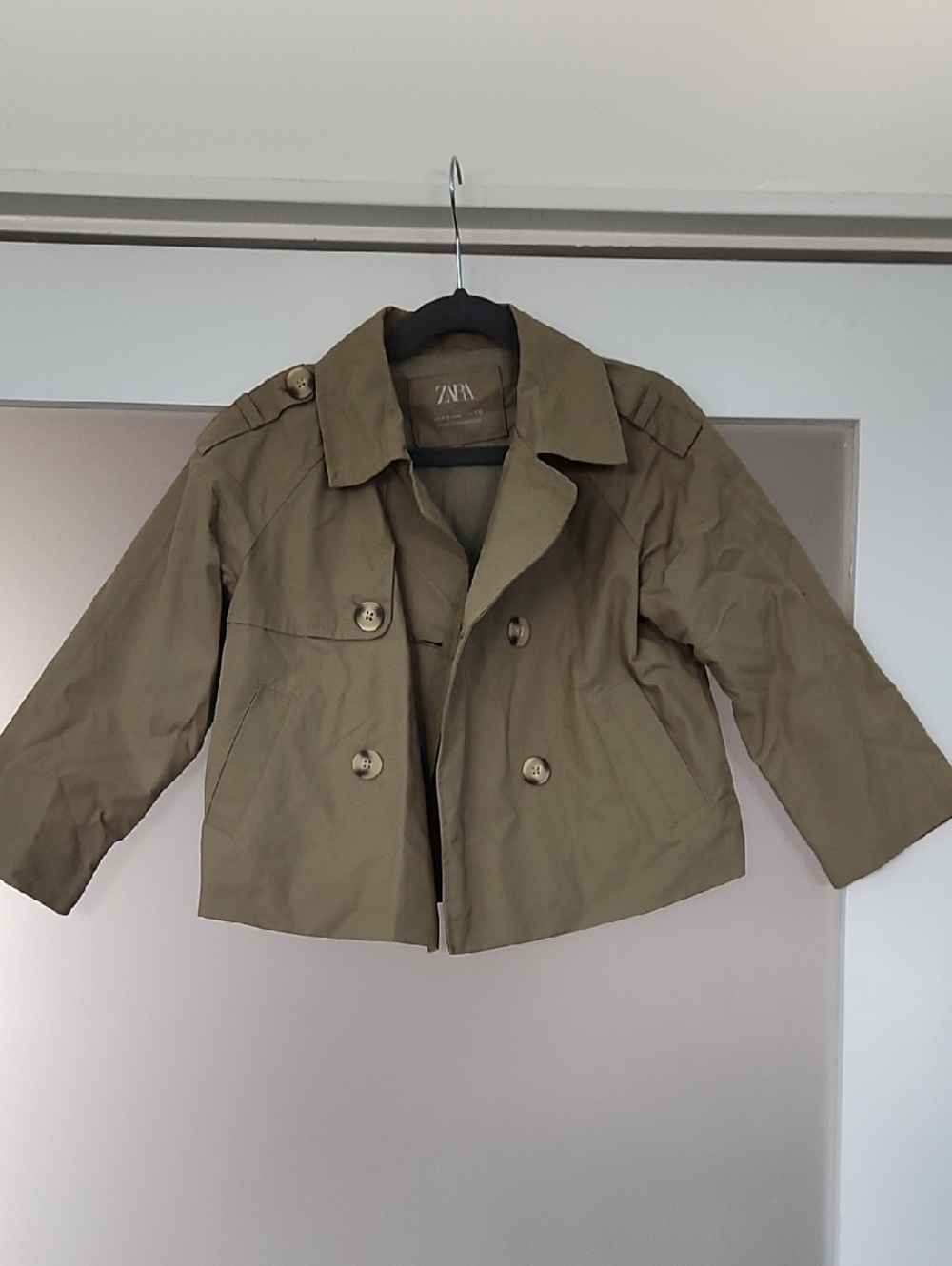 Zara Cropped Double-Breasted Jacket - Olive Green